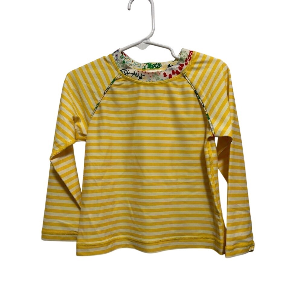 Hanna Anderson Girls Long Sleeve Swim Top Rash Guard Stripe UVA Sz 100cm/ 4